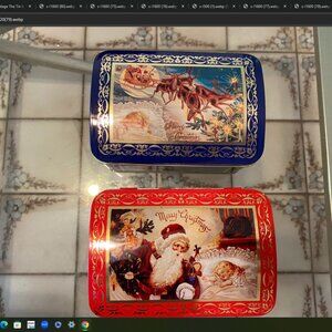 Vintage The Tin box Company of America Inc Christmas Santa Claus Lot of 2 rare